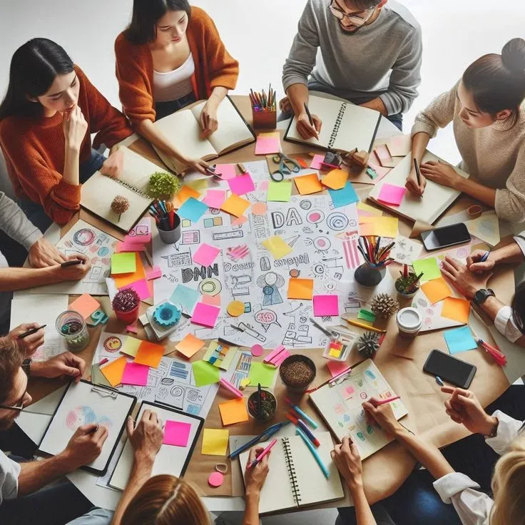 Office team gathered for group activity